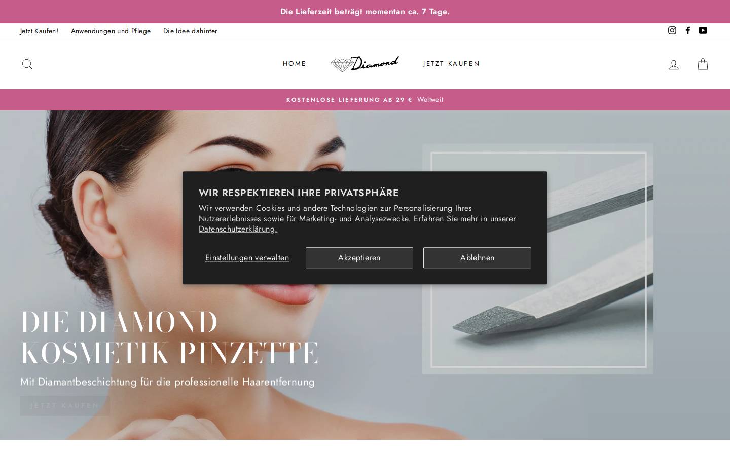 diamond-pinzette.de homepage screenshot