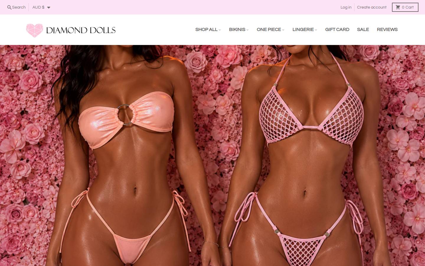 diamonddollslingerie.com.au homepage screenshot