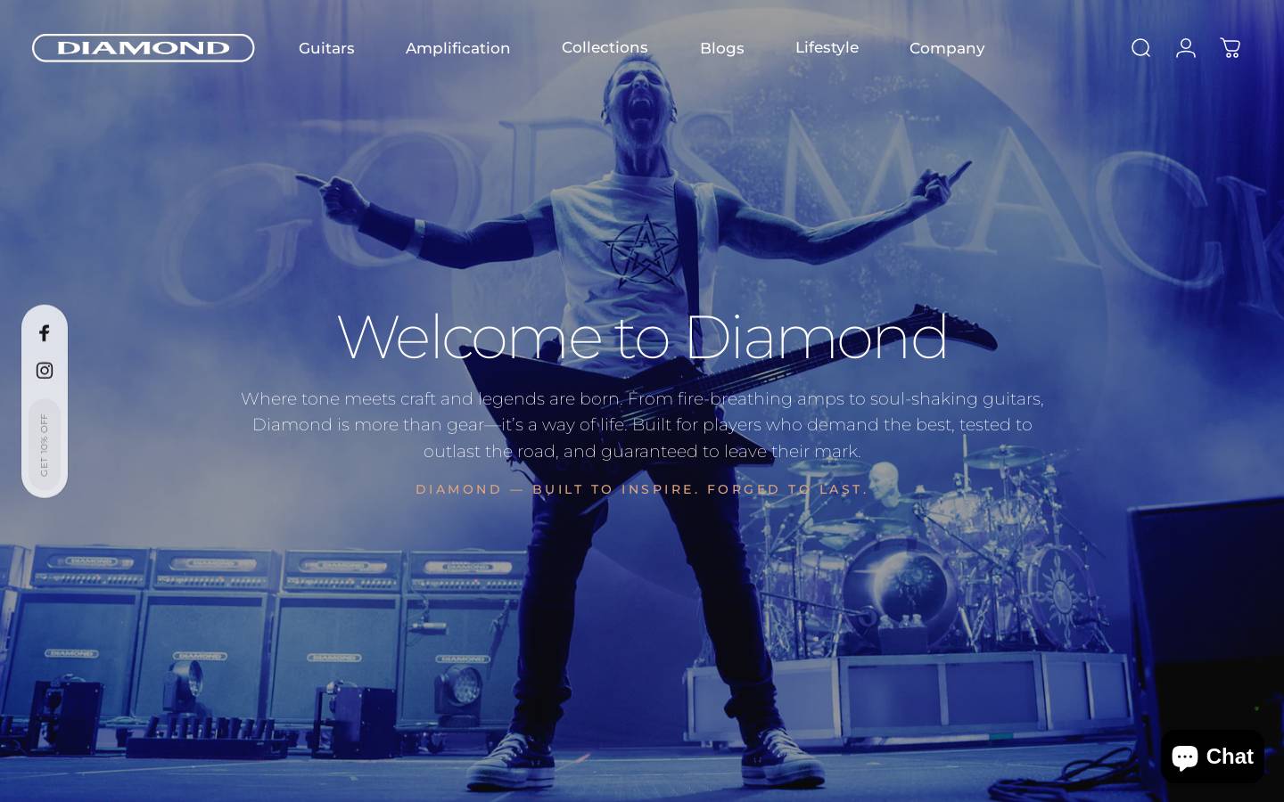 diamondguitars.com homepage screenshot