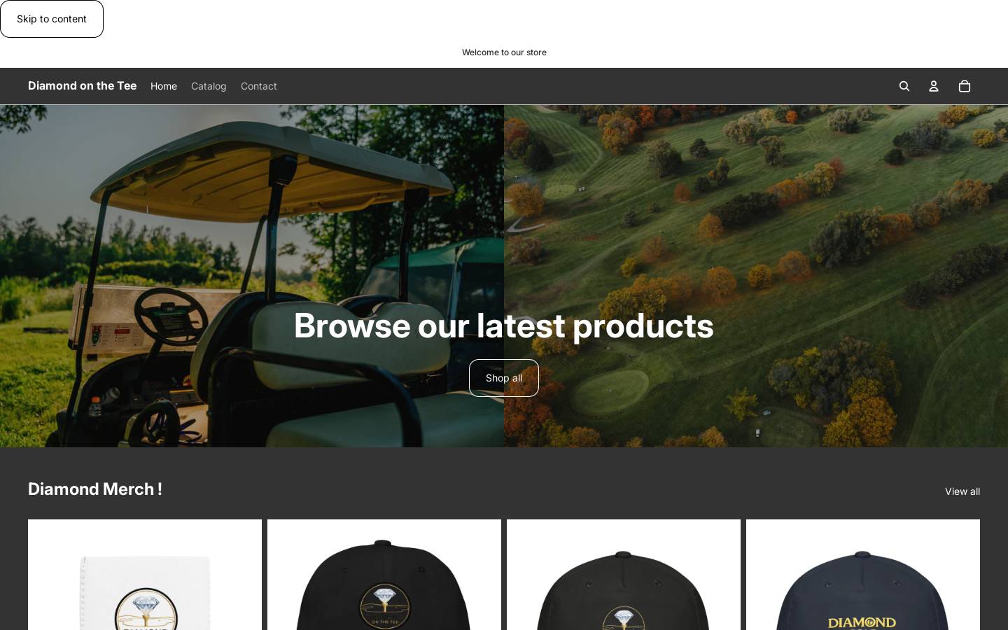 diamondonthetee.com homepage screenshot