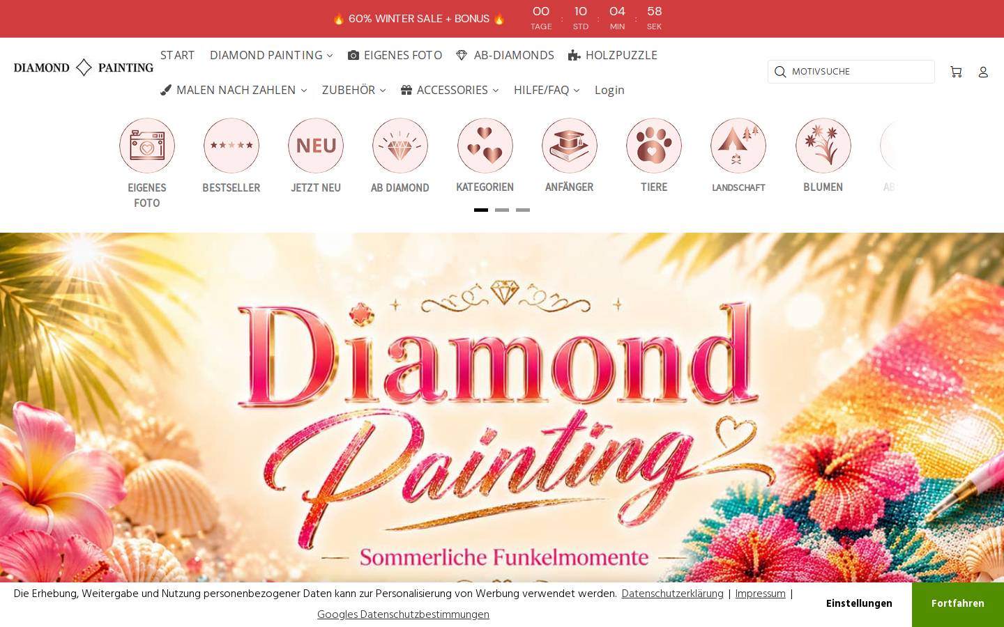 Diamondpainting homepage screenshot