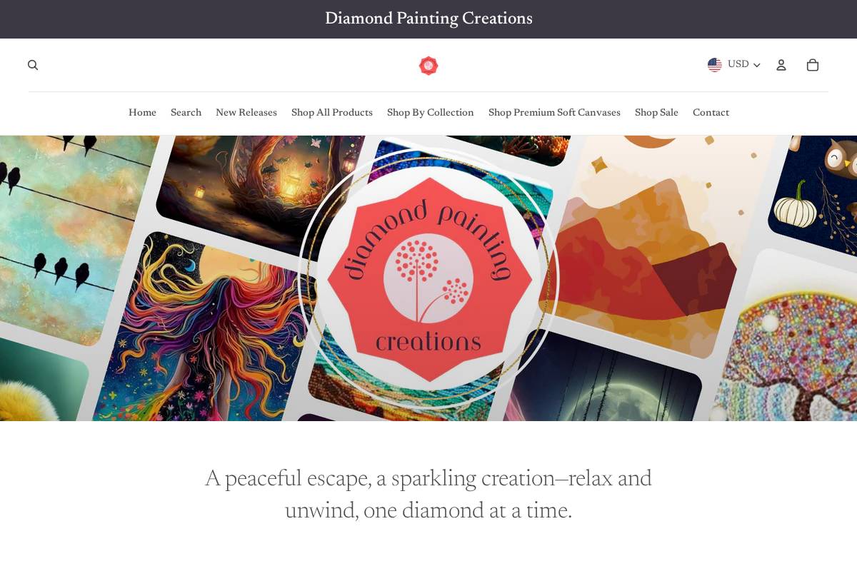 diamondpaintingcreations.com homepage screenshot
