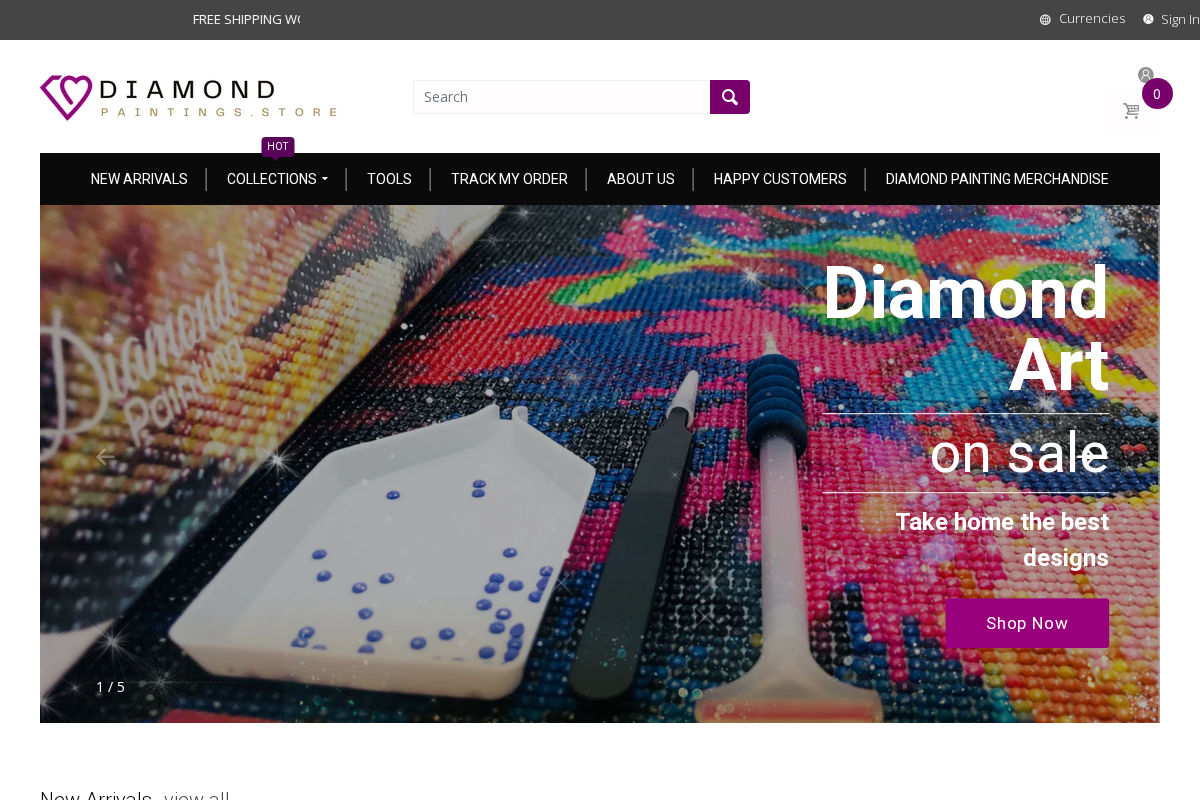 Diamond Paintings Store homepage screenshot