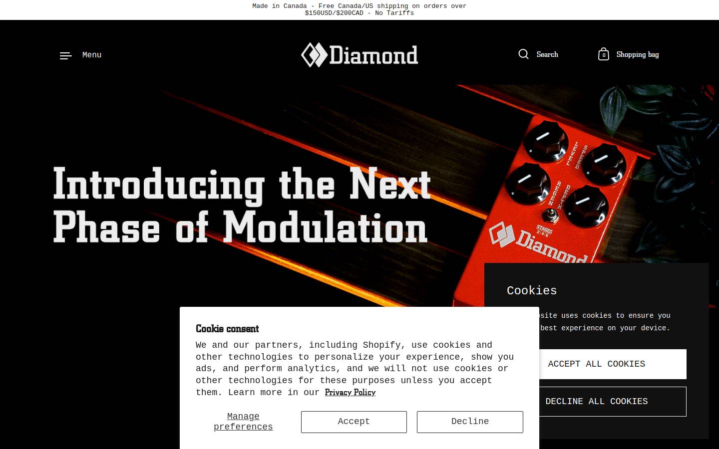 diamondpedals.com homepage screenshot