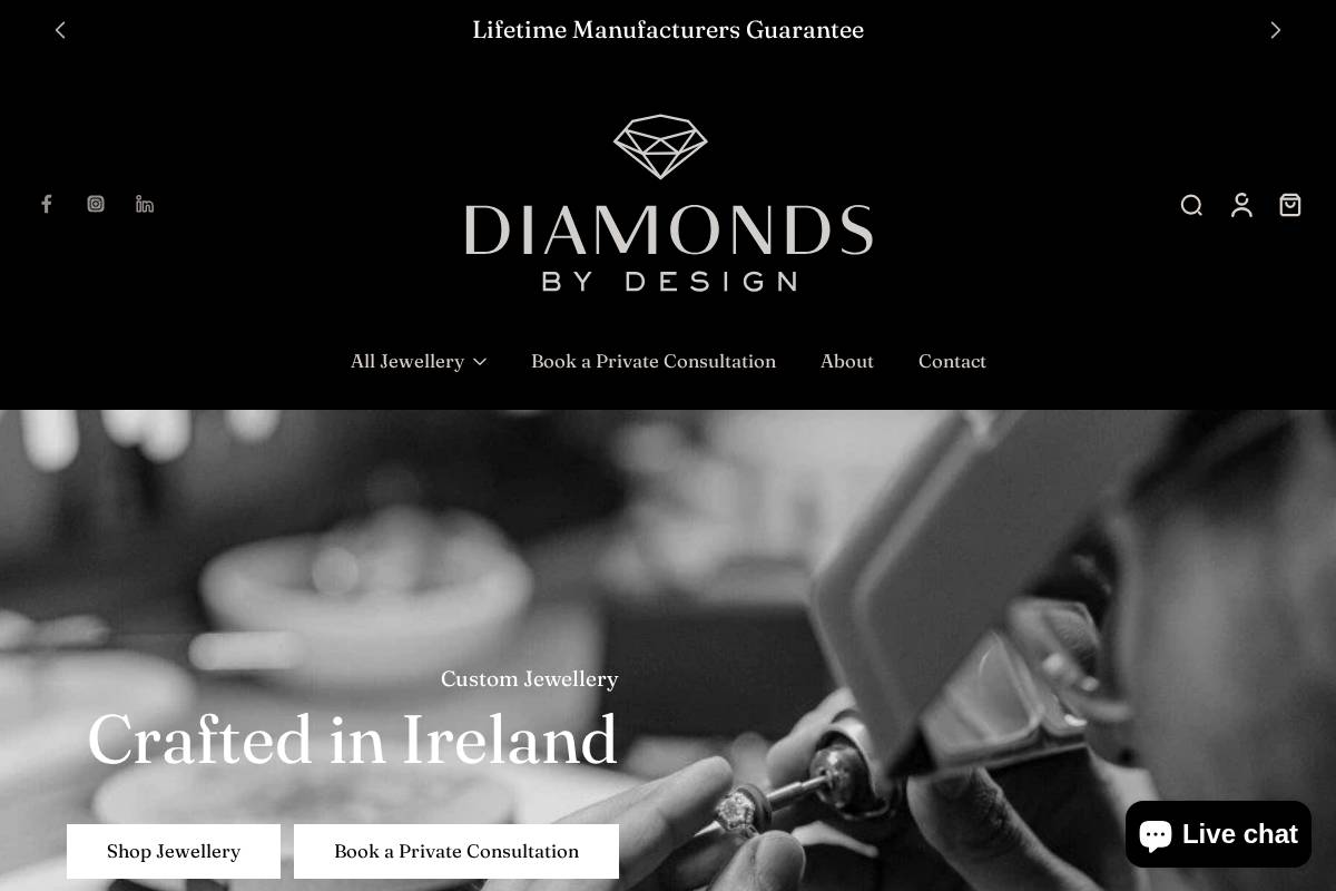 diamondsbydesign.ie homepage screenshot