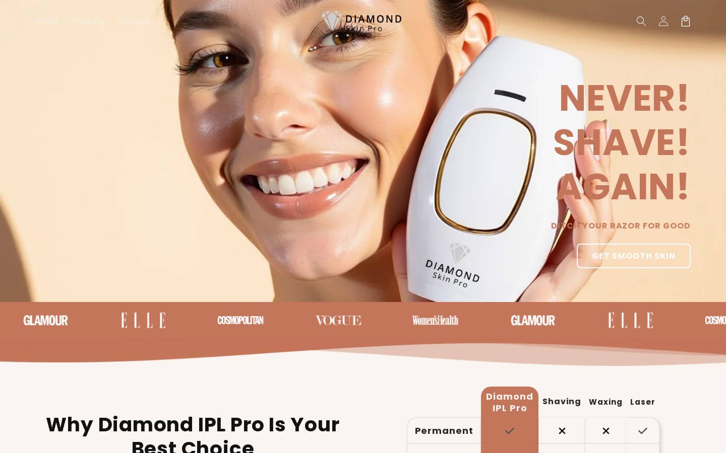 Diamondskinpro homepage screenshot