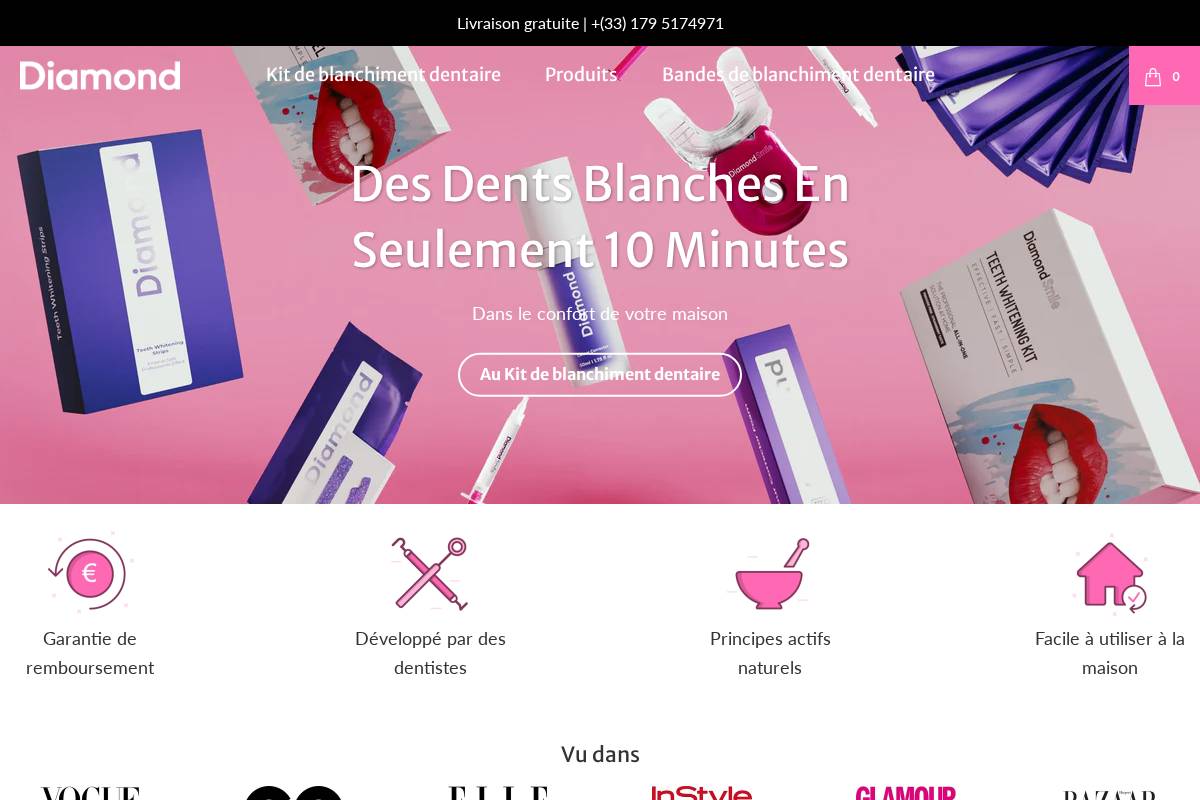 diamondsmileteeth.fr homepage screenshot