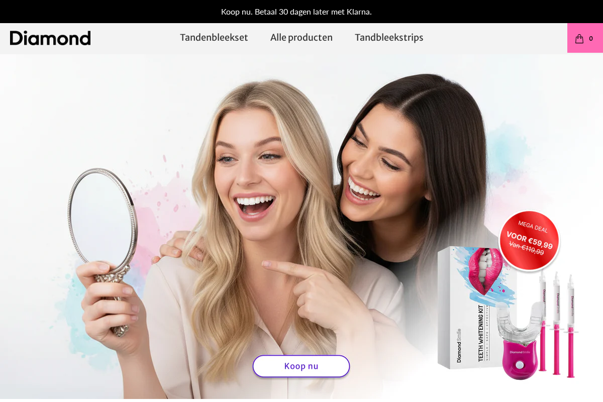 diamondsmileteeth.nl homepage screenshot