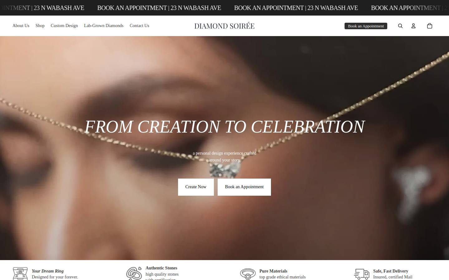 diamondsoiree.com homepage screenshot