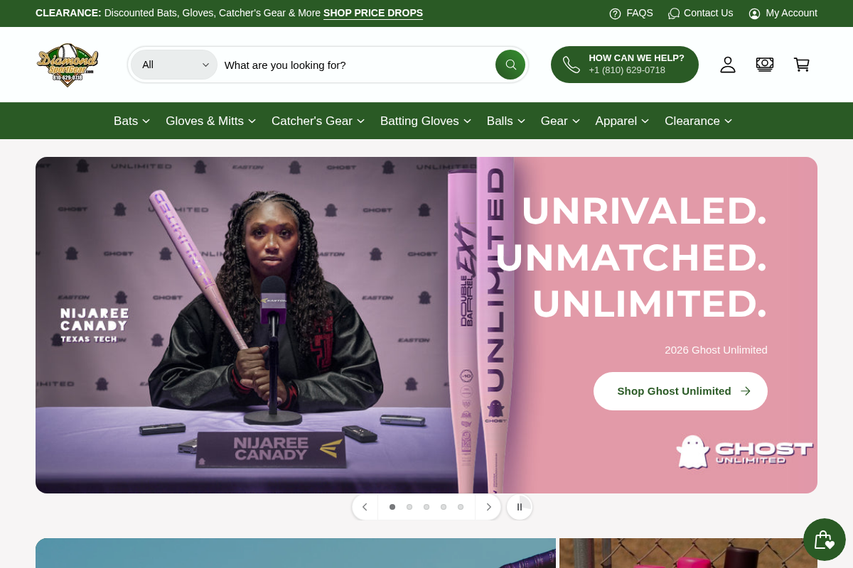 Diamond Sport Gear homepage screenshot