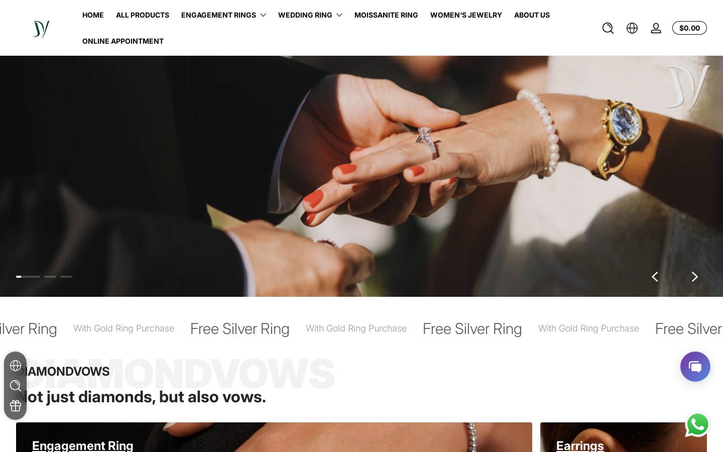 diamondvows.com homepage screenshot