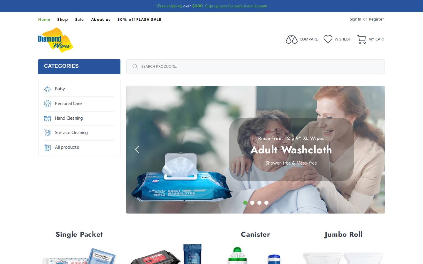 diamondwipesb2b.com homepage screenshot