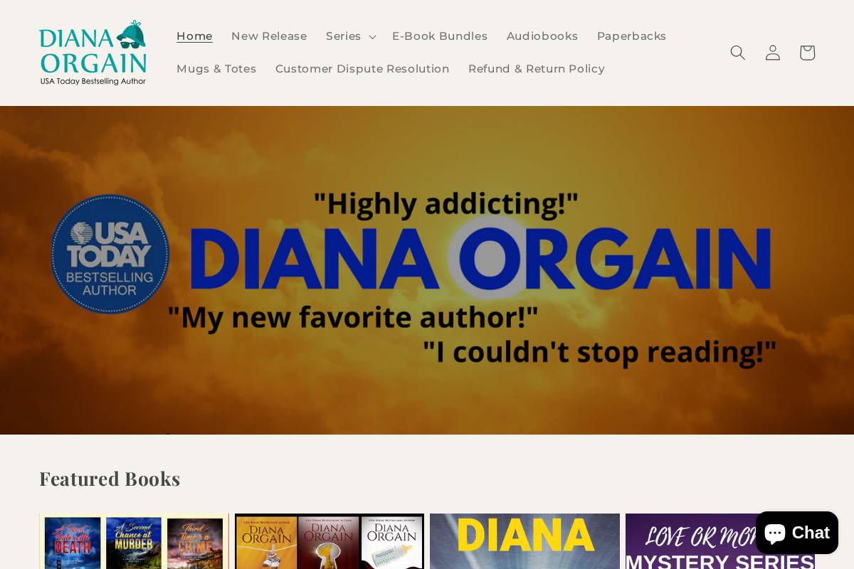 dianaorgainbooks.com homepage screenshot