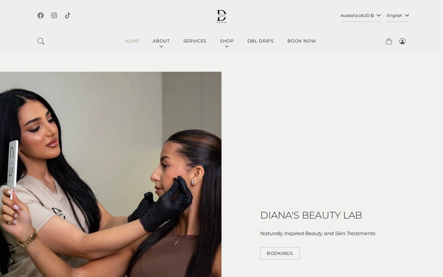 dianasbeautylab.com homepage screenshot