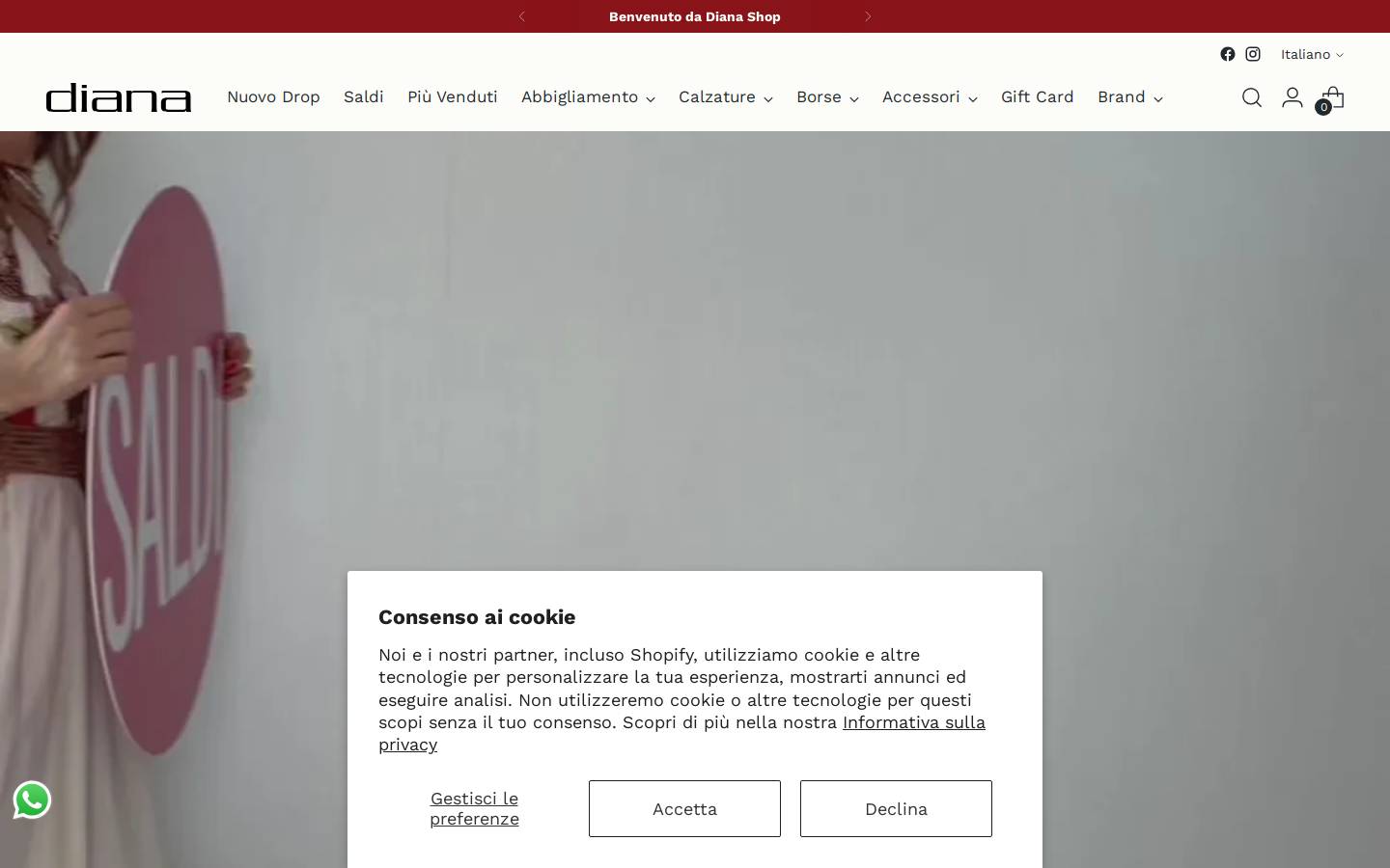dianashop.it homepage screenshot