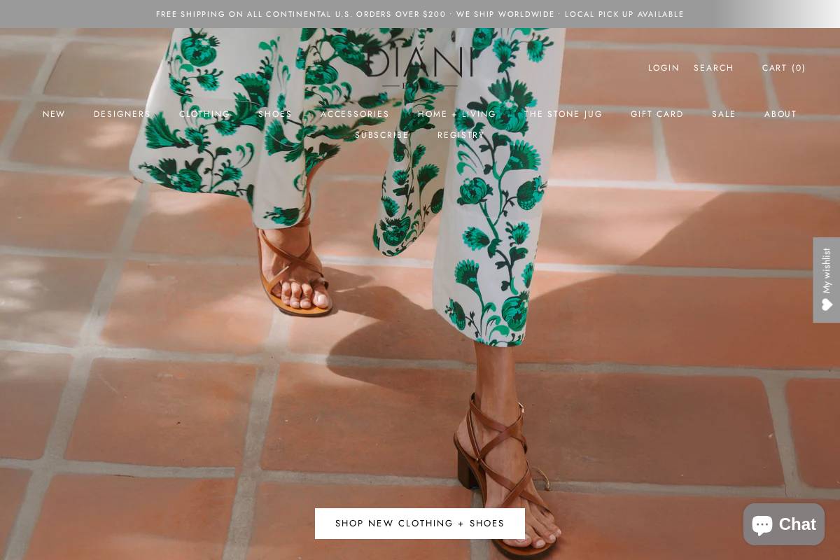 dianiboutique.com homepage screenshot
