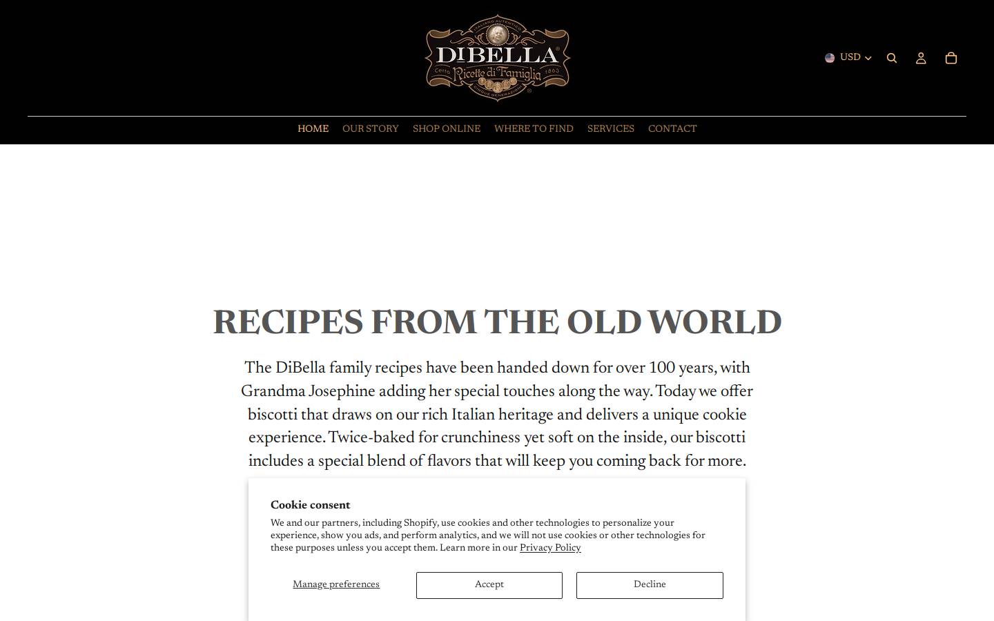 dibellabakingco.com homepage screenshot