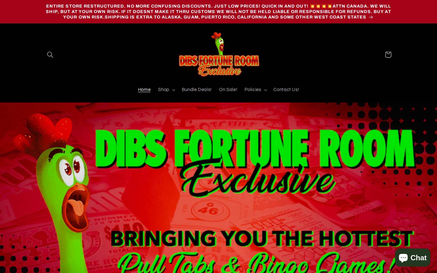 dibsfortuneroom.com homepage screenshot