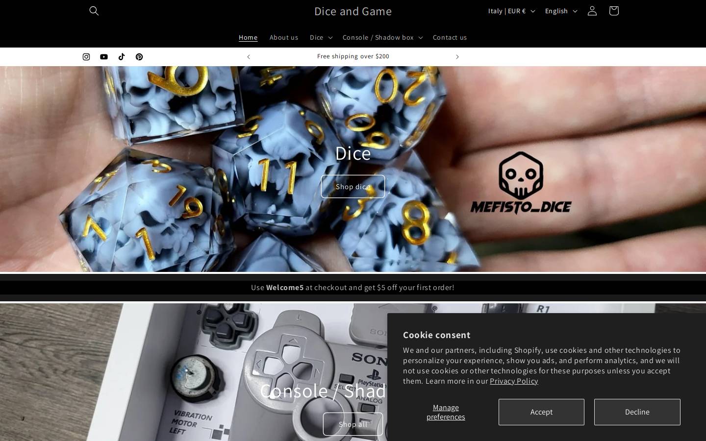 diceandgame.com homepage screenshot