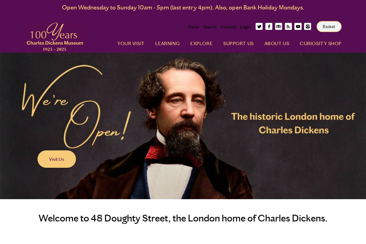 dickensmuseum.com homepage screenshot