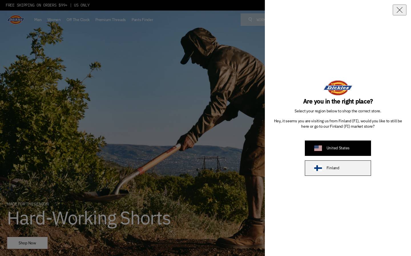 Dickies homepage screenshot