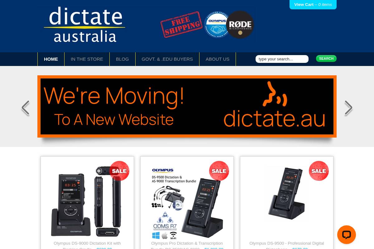 dictate.com.au homepage screenshot