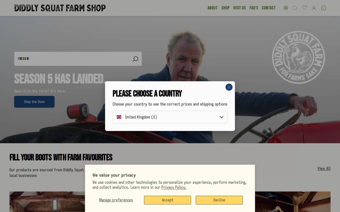 Diddly Squat Farm Shop homepage screenshot