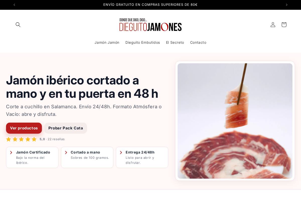 dieguitojamones.com homepage screenshot