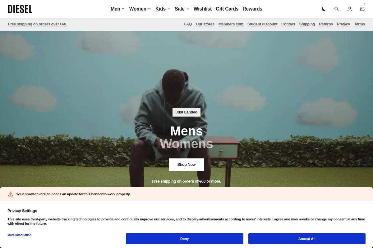 Diesel.ie homepage screenshot