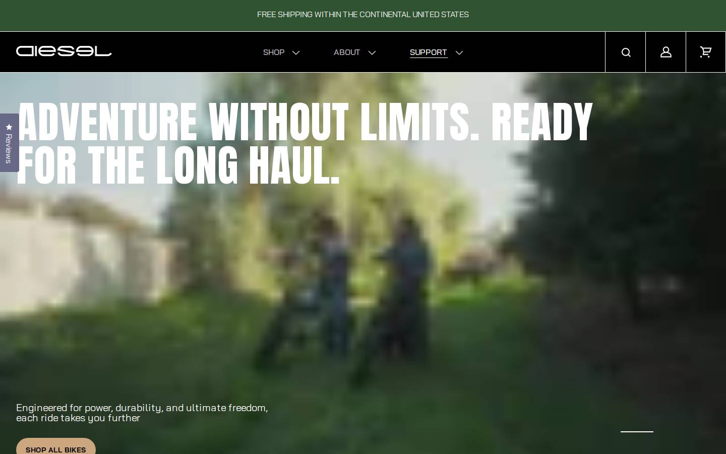 Dieselelectricbikes homepage screenshot