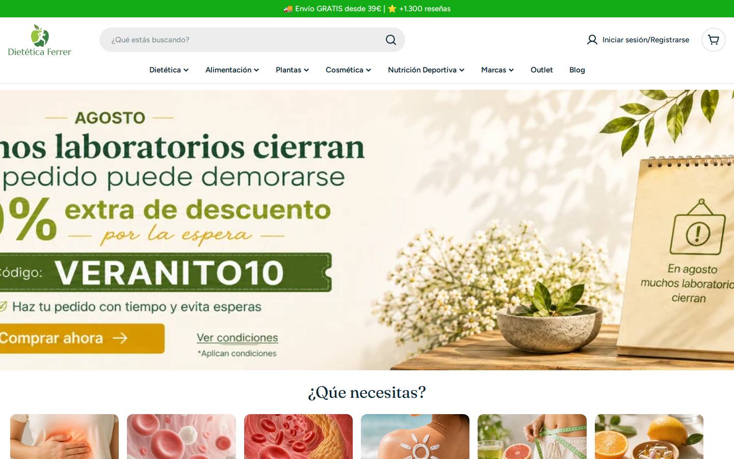 Dietetica Ferrer homepage screenshot