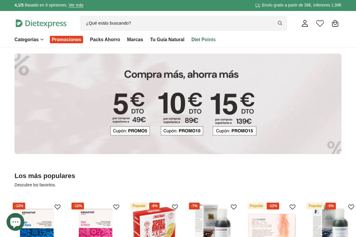 Dietexpress homepage screenshot