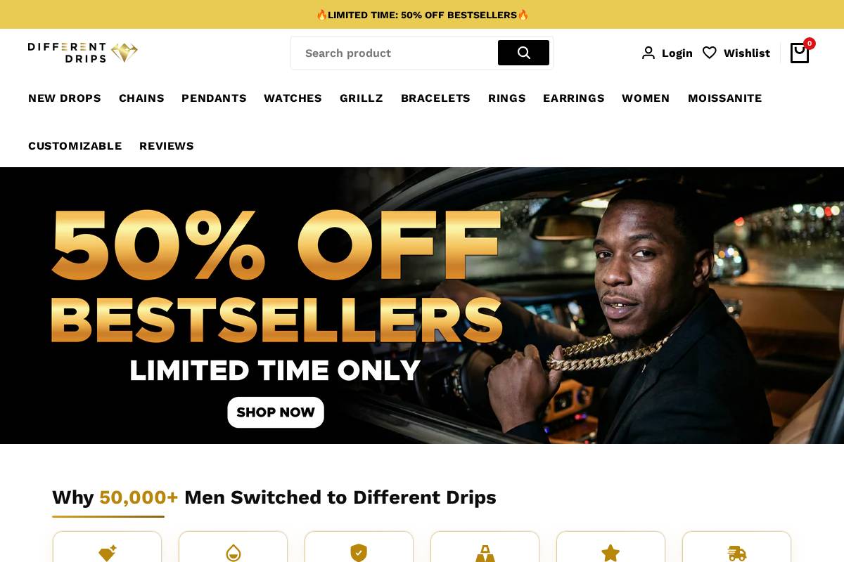 Different Drips homepage screenshot