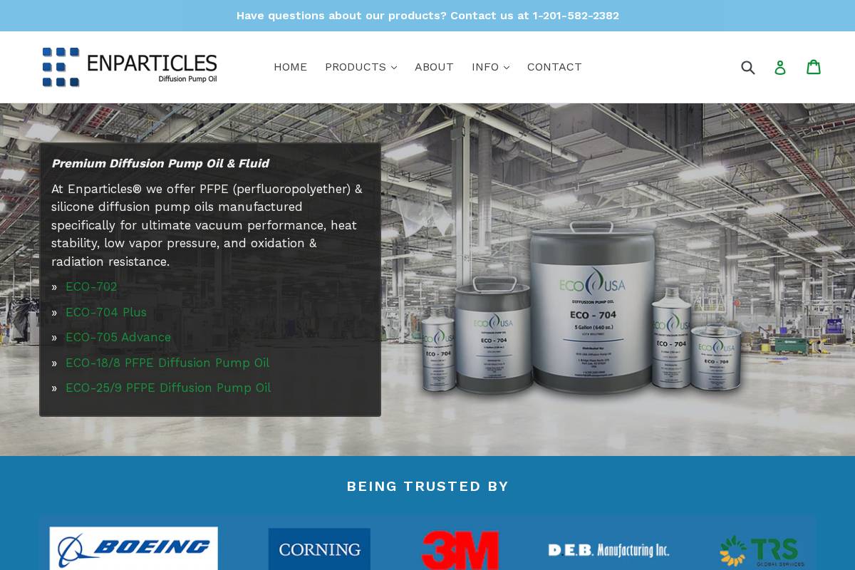 Diffusion Pump Oil homepage screenshot