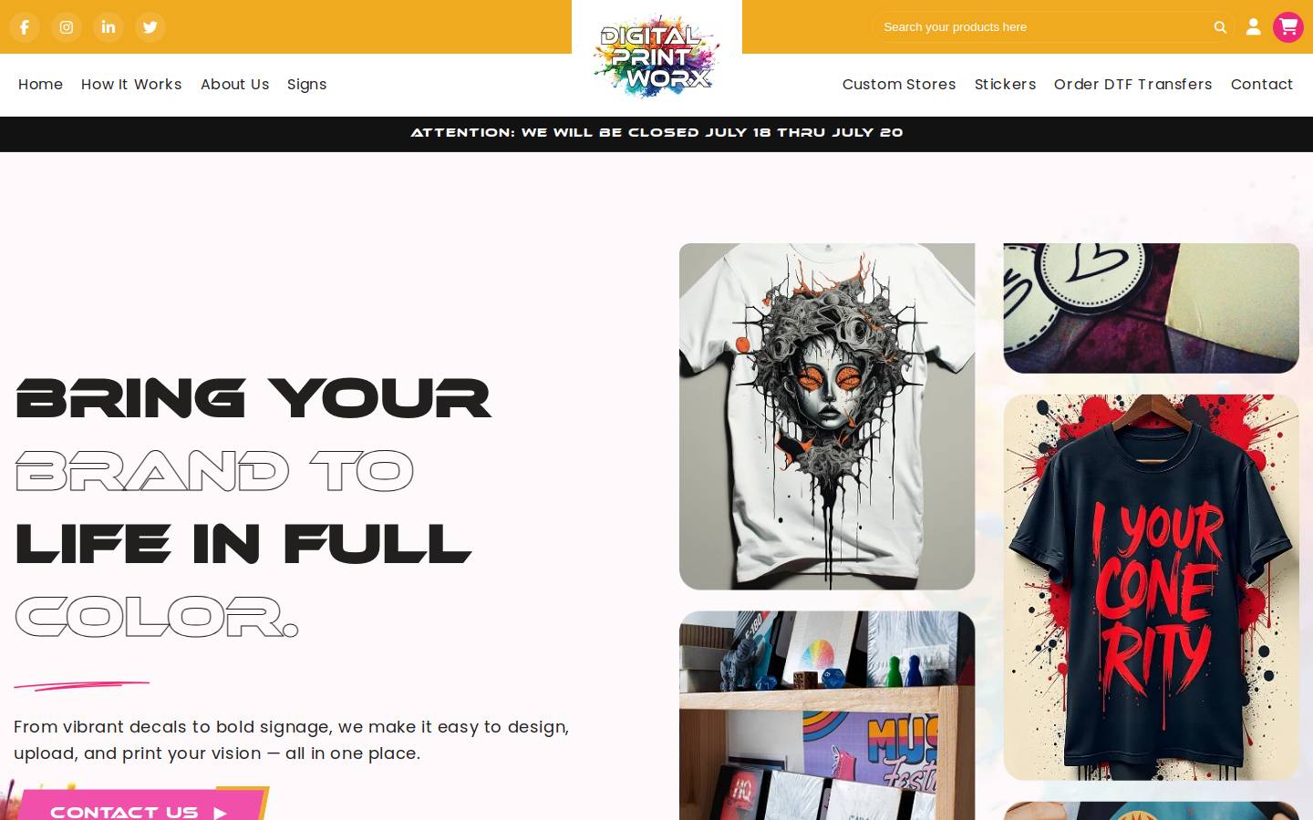 digitalprintworx.com homepage screenshot