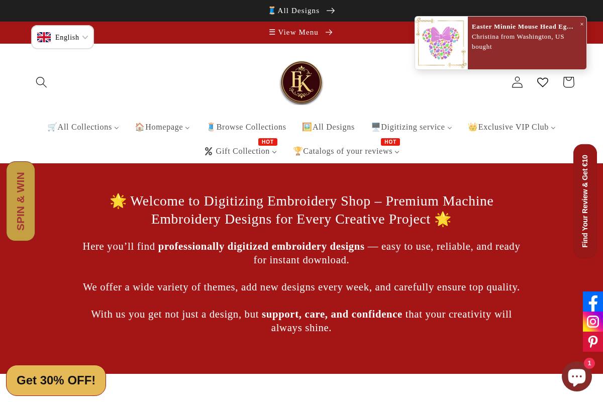 digitizingembroidery.shop homepage screenshot