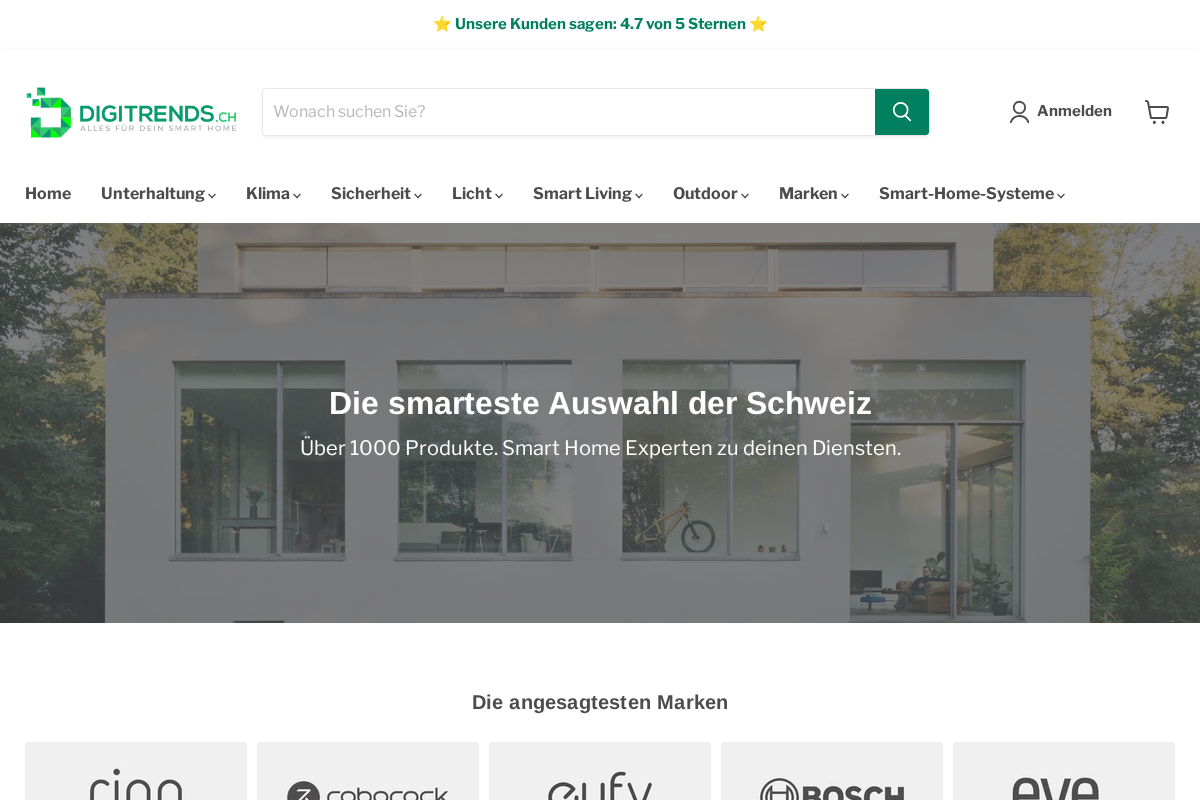 digitrends.ch | smarthomefactory GmbH homepage screenshot