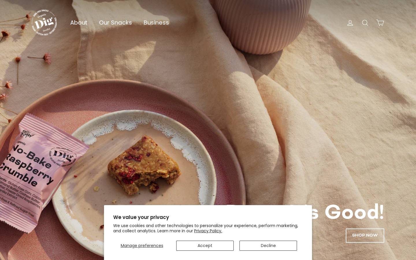 Digsnacks homepage screenshot