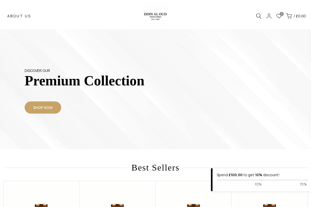 Dihn Al-Oud Perfumes homepage screenshot