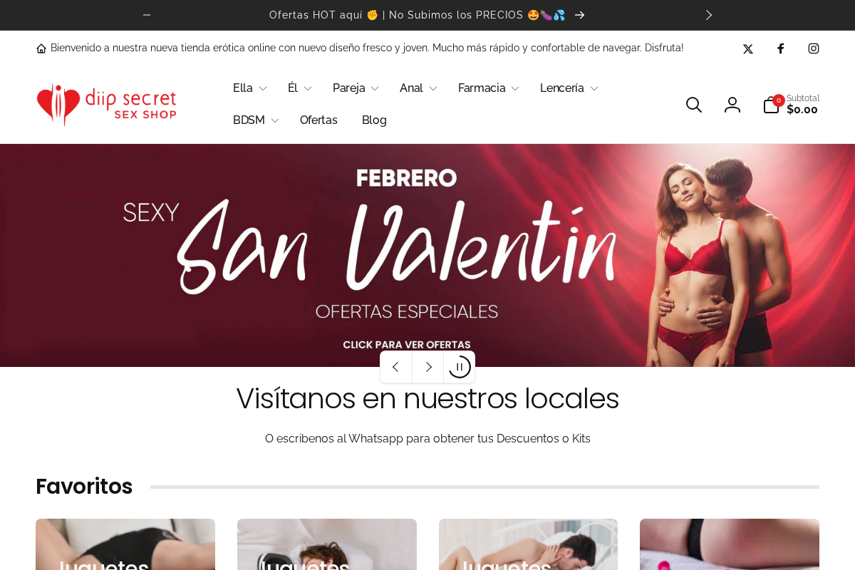 DiiP Secret Sex Shop Ecuador homepage screenshot