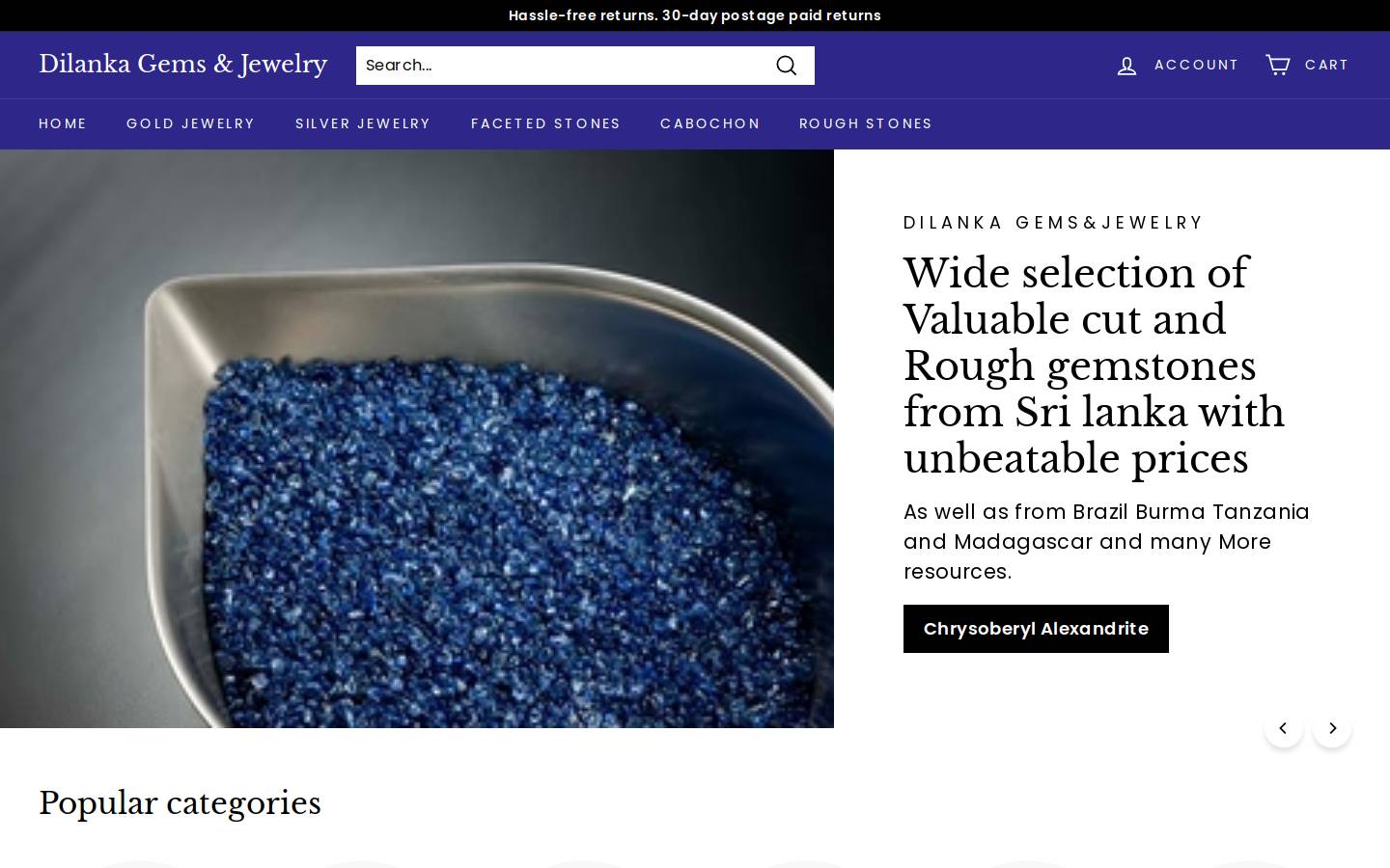 dilankagems.com homepage screenshot
