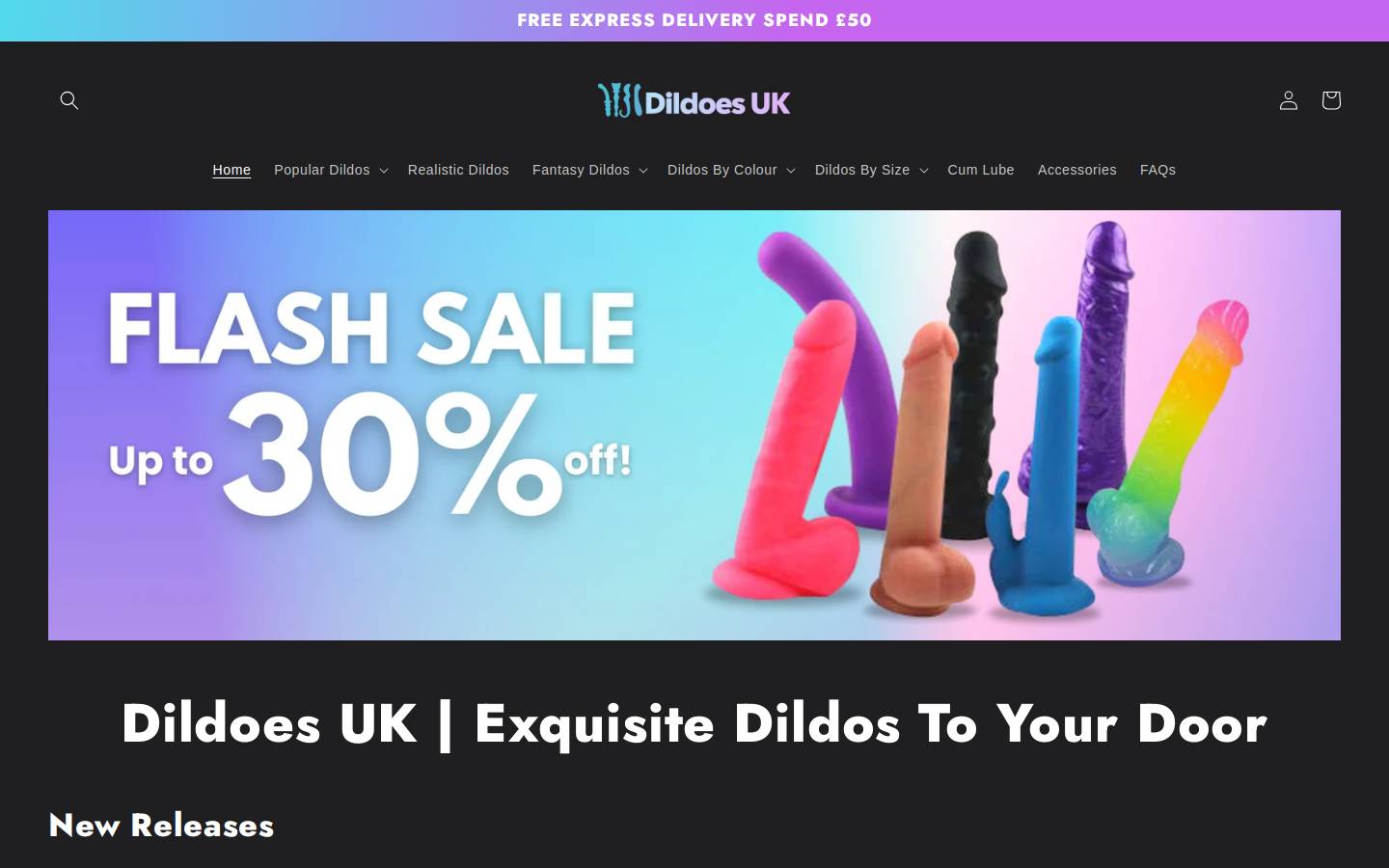 Dildoes UK homepage screenshot