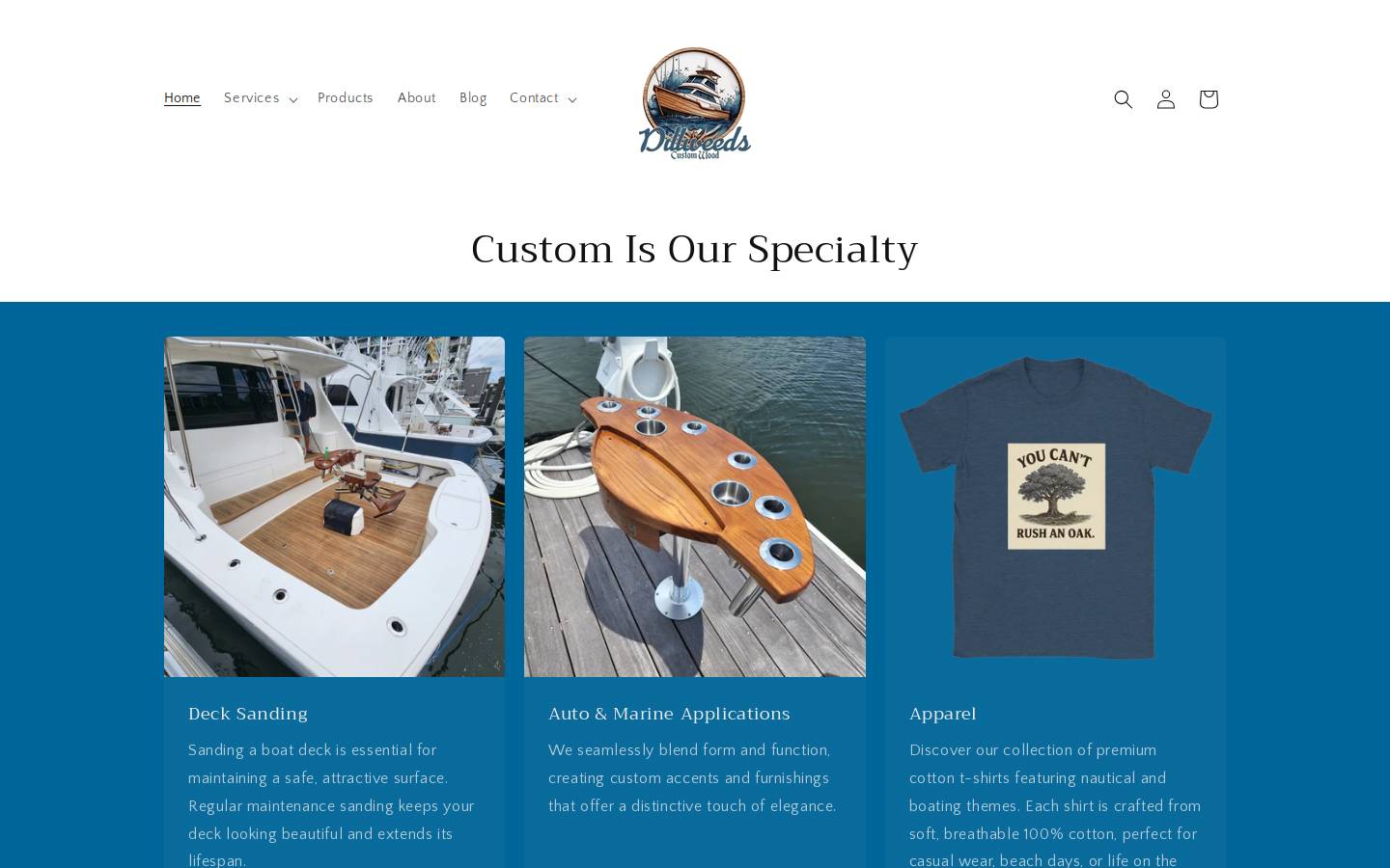 dillweedscustomwood.com homepage screenshot