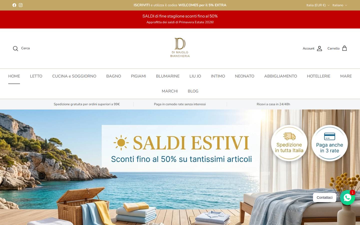 dimaiolobiancheria.it homepage screenshot