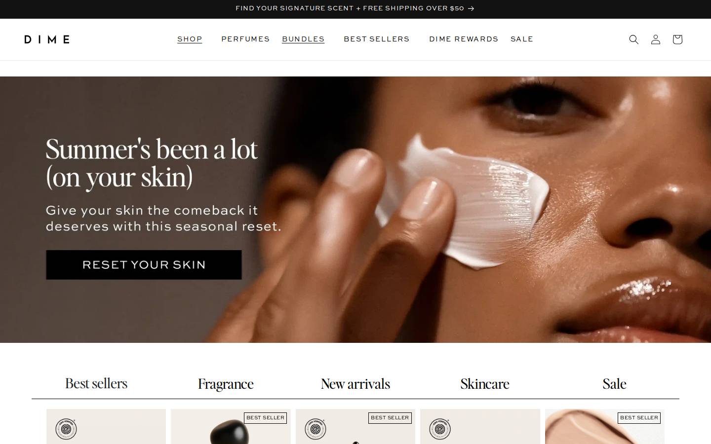 dimebeauty.com homepage screenshot