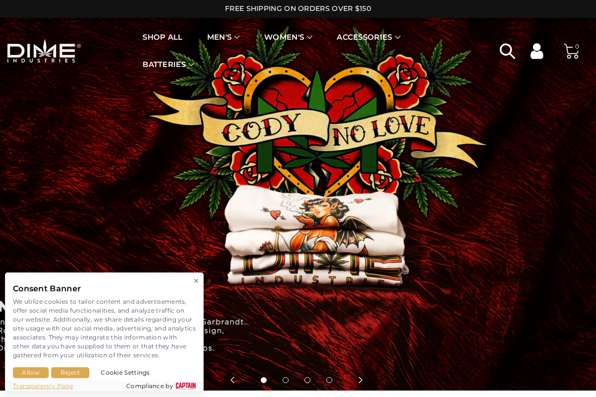 dimemerch.com homepage screenshot