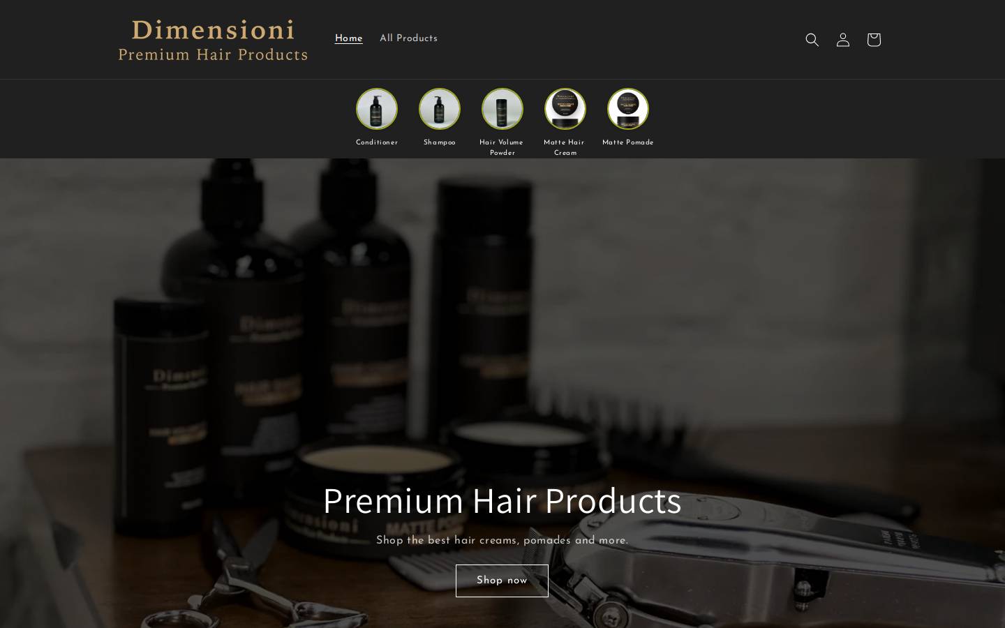 dimensionihair.com homepage screenshot