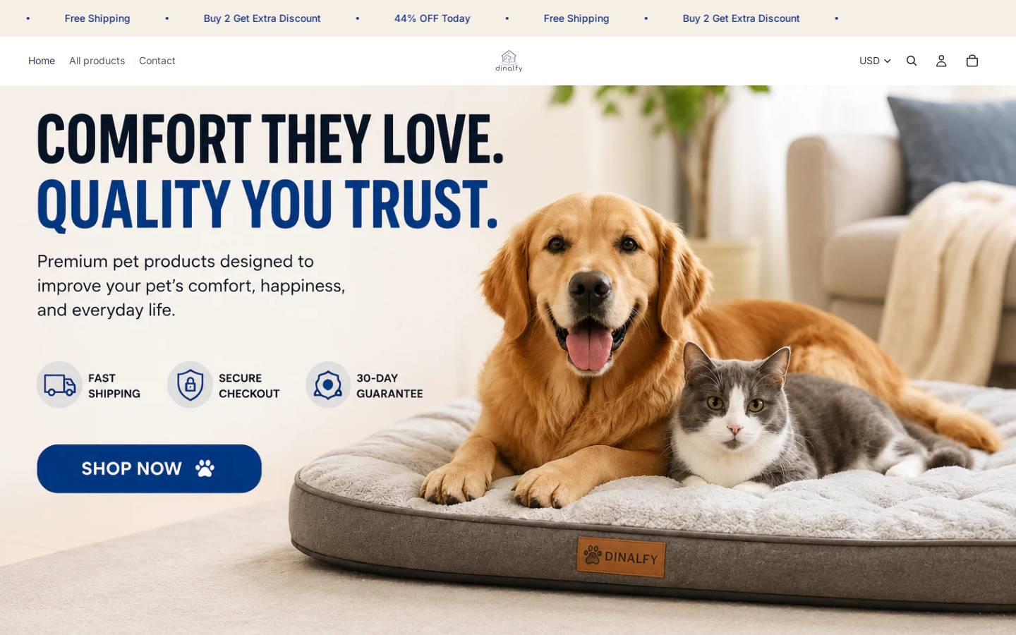 dinalfy.com homepage screenshot