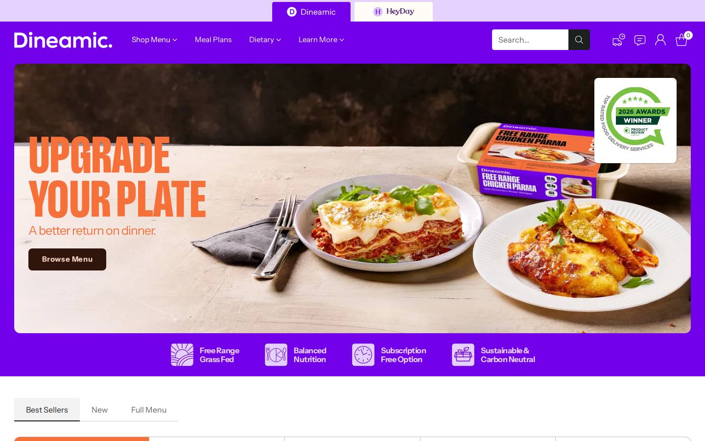 Dineamic homepage screenshot