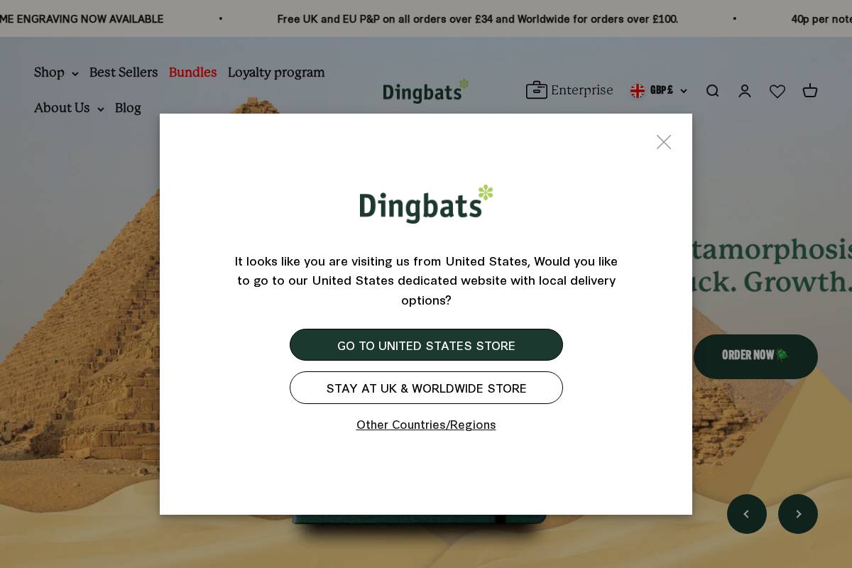Dingbats* Notebooks homepage screenshot